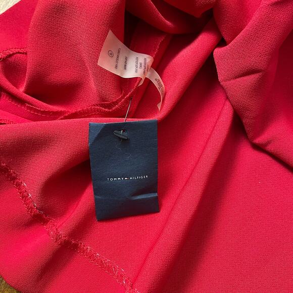 Tommy Hilfiger Red Pleated Mod Retro Style Knee Length Dress Size 10 - Picture 9 of 10